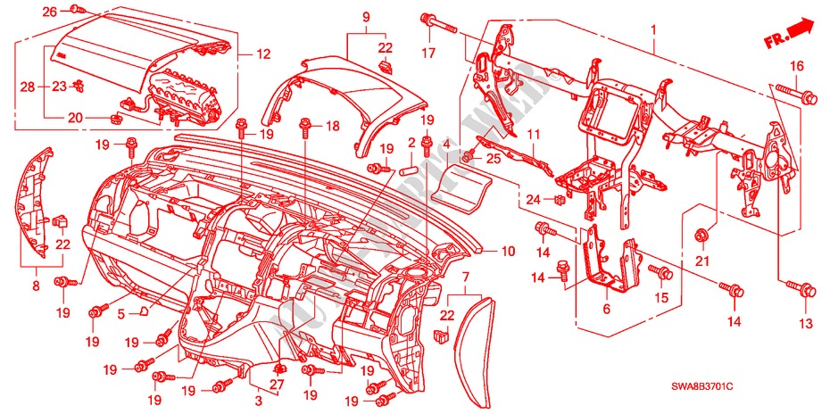 INSTRUMENT PANEL(RH) for Honda CR-V BASE 5 Doors 6 speed manual 2007