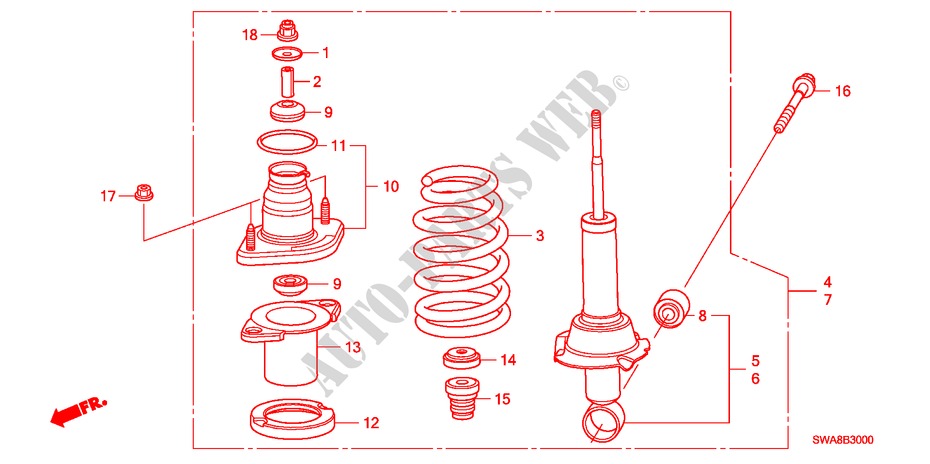 REAR SHOCK ABSORBER for Honda CR-V 4WD 5 Doors 5 speed automatic 2007