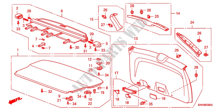 TAILGATE LINING for Honda CR-V 4WD 5 Doors 5 speed automatic 2007
