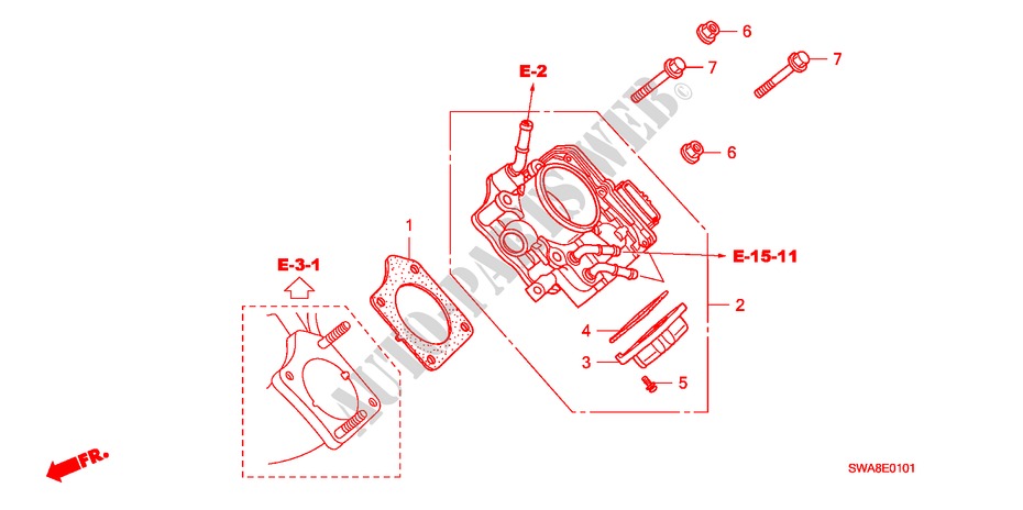 THROTTLE BODY(2.4L) for Honda CR-V 4WD 5 Doors 6 speed manual 2008