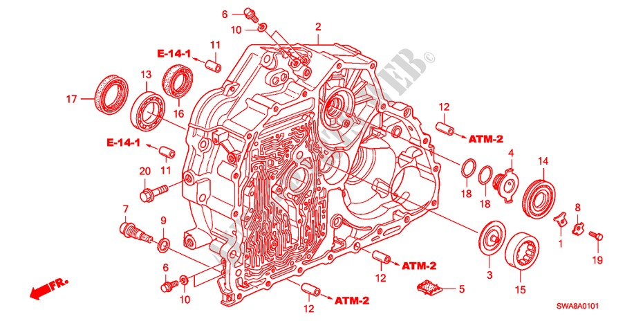 TORQUE CONVERTER CASE(2.4 L) for Honda CR-V 4WD 5 Doors 5 speed automatic 2007