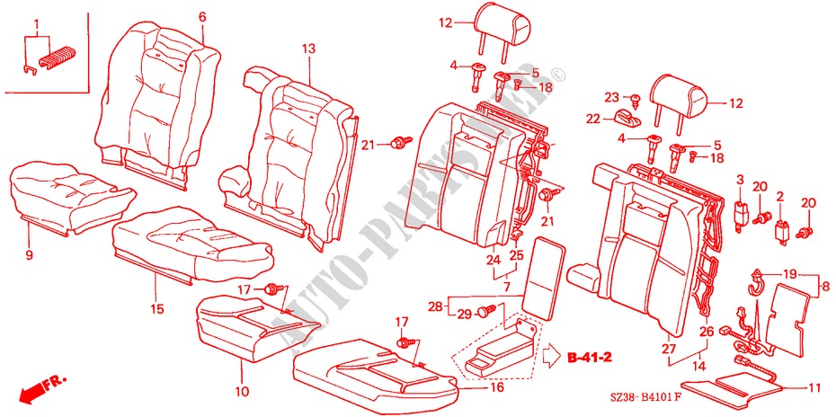 REAR SEAT (POWER) for Honda LEGEND LEGEND 4 Doors 4 speed automatic 2001