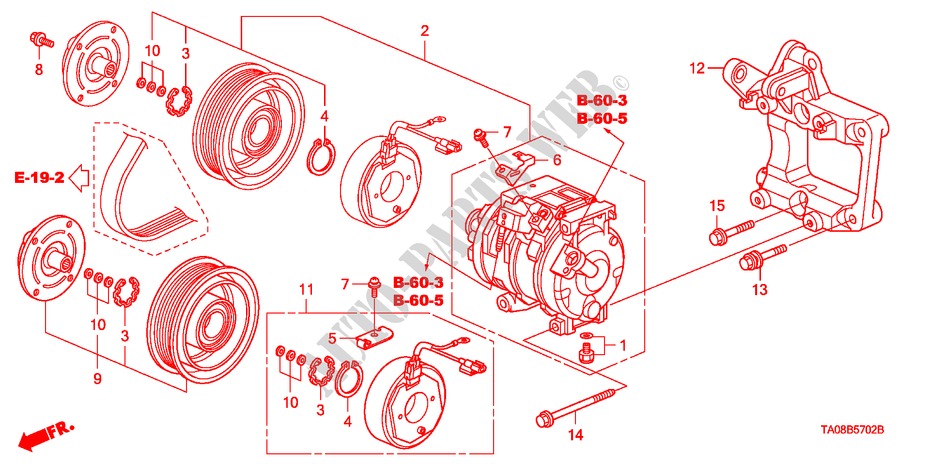 AIR CONDITIONER(COMPRESSO R)(3.5L) for Honda ACCORD 3.5EX 4 Doors 5 speed automatic 2011