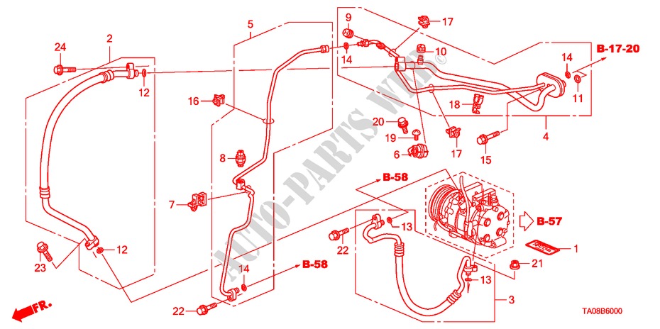 AIR CONDITIONER(HOSES/PIP ES)(2.0L)(LH) for Honda ACCORD 2.0EX 4 Doors 5 speed automatic 2008