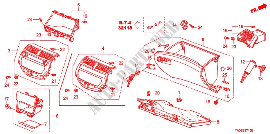 INSTRUMENT PANEL GARNISH( PASSENGER SIDE)(LH) for Honda ACCORD 2.0EX 4 Doors 5 speed automatic 2010