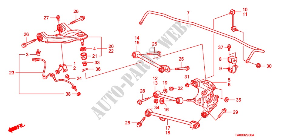 REAR LOWER ARM for Honda ACCORD 2.0EX 4 Doors 5 speed automatic 2008
