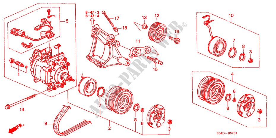 AIR CONDITIONER (SANDEN) (COMPRESSOR)(DOHC) for Honda BALLADE 180I 4 Doors 5 speed manual 1997