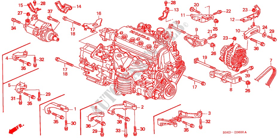 ALTERNATOR BRACKET/ ENGINE STIFFENER for Honda CIVIC EX 4 Doors 5 speed manual 1998