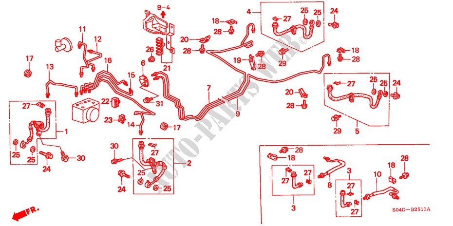 BRAKE LINES (ABS)(RH) for Honda BALLADE 180I 4 Doors 5 speed manual 1997