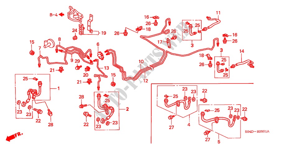 BRAKE LINES (RH) for Honda BALLADE BASE 4 Doors 5 speed manual 1997
