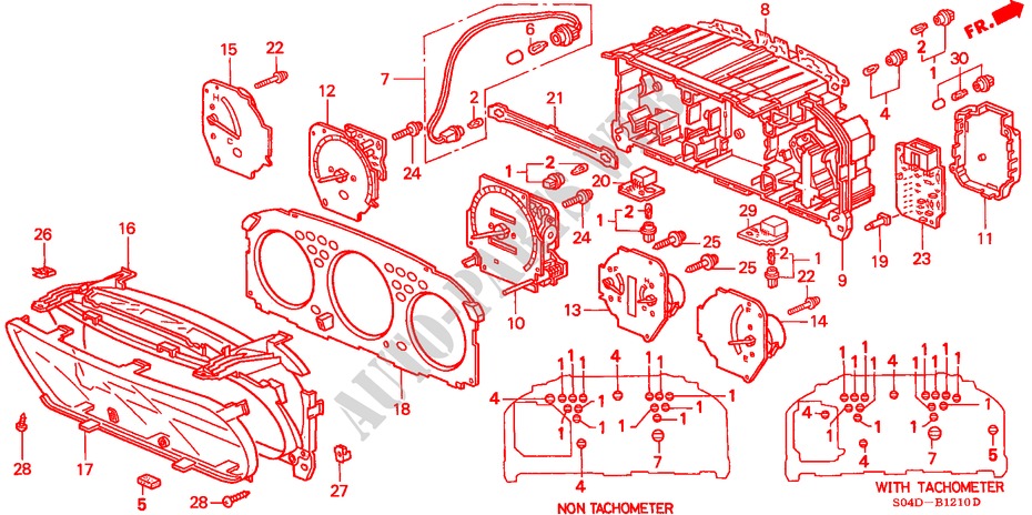COMBINATION METER COMPONENTS (NS) for Honda BALLADE 150I 4 Doors 4 speed automatic 1997