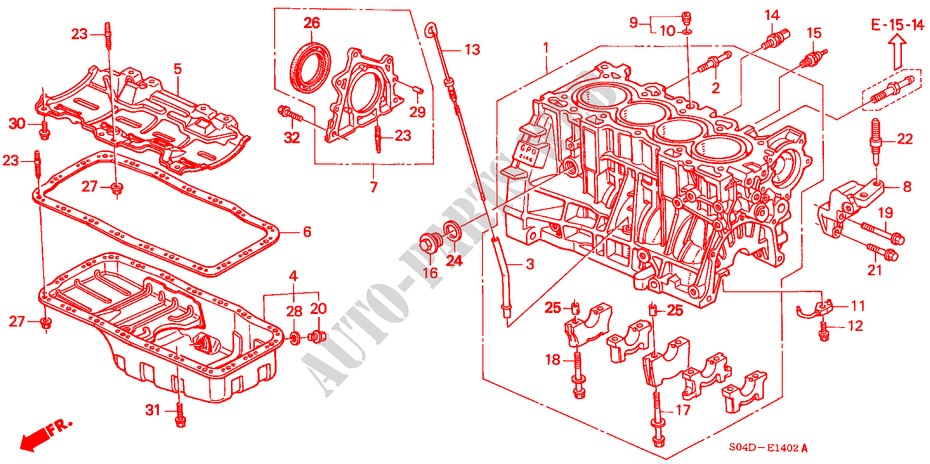 CYLINDER BLOCK/OIL PAN (3) for Honda BALLADE 160I VTEC 4 Doors 5 speed manual 1999