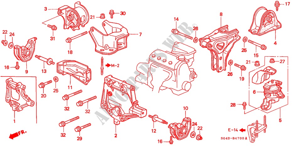 ENGINE MOUNTS (MT) (1) for Honda CIVIC 1.6IES 4 Doors 5 speed manual 1999