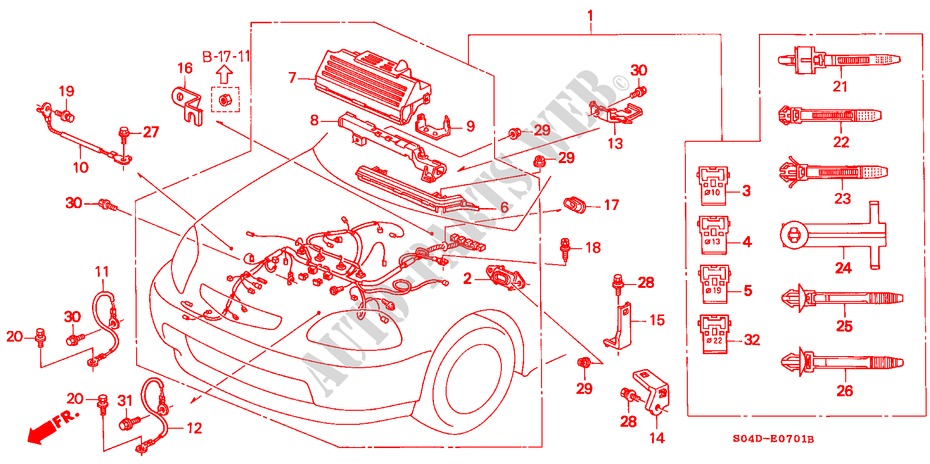 ENGINE WIRE HARNESS (RH) for Honda BALLADE 180I 4 Doors 5 speed manual 1997
