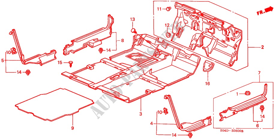 FLOOR MAT for Honda BALLADE 150I 4 Doors 4 speed automatic 1997