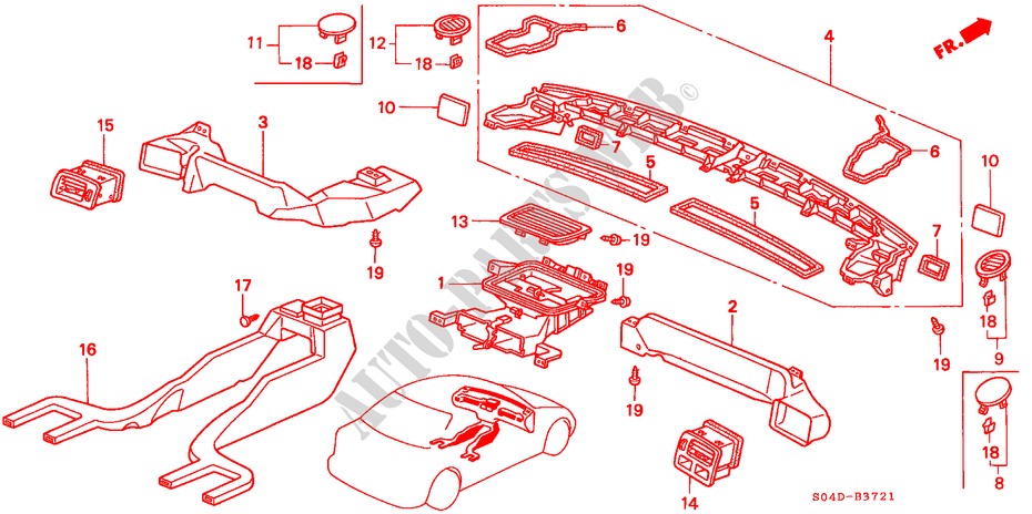 HEATER DUCT (RH) for Honda BALLADE BASE 4 Doors 5 speed manual 1998