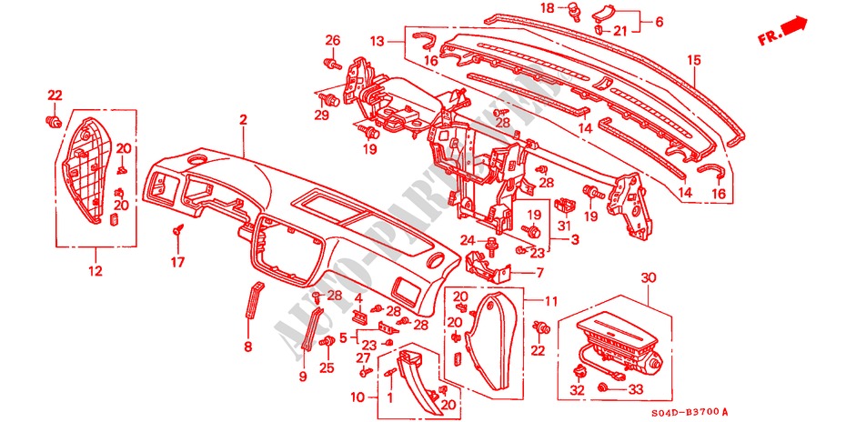 INSTRUMENT PANEL (LH) for Honda CIVIC 1.6IES 4 Doors 5 speed manual 1999