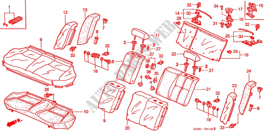 REAR SEAT (3) for Honda BALLADE 160I VTEC 4 Doors 5 speed manual 1998
