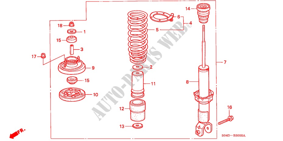 REAR SHOCK ABSORBER for Honda CIVIC LXI 4 Doors 4 speed automatic 1999