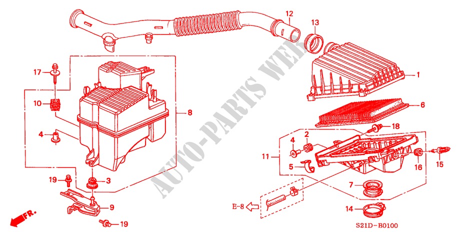 AIR CLEANER (1) (1.5L SOHC) for Honda BALLADE BASE 4 Doors 5 speed manual 2000