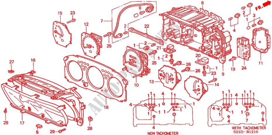 COMBINATION METER COMPONENTS (NS) for Honda BALLADE 150I 4 Doors 4 speed automatic 2000