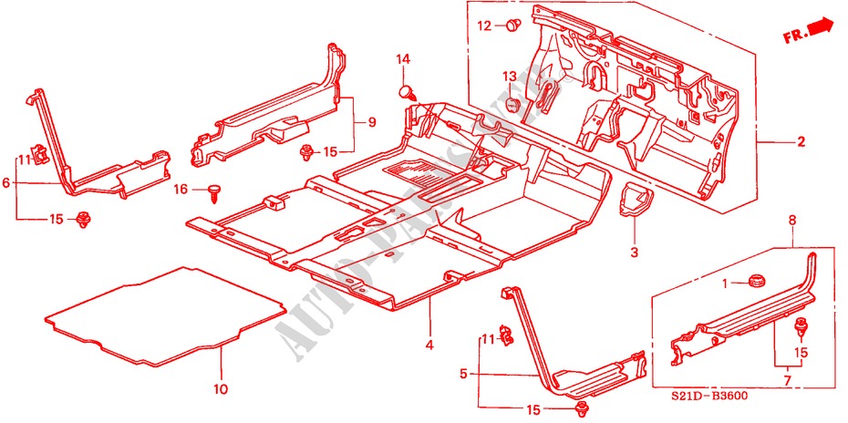 FLOOR MAT for Honda CIVIC VTI 4 Doors 5 speed manual 2000