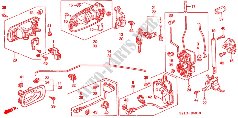 FRONT DOOR LOCKS for Honda BALLADE 150I 4 Doors 5 speed manual 2000