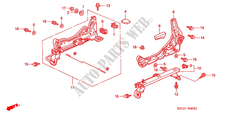 FRONT SEAT COMPONENTS (L.)(2) for Honda CIVIC VTI 4 Doors 4 speed automatic 2000