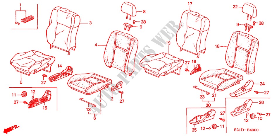 FRONT SEAT for Honda BALLADE BASE 4 Doors 5 speed manual 2000