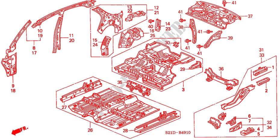 INNER PANELS for Honda BALLADE BASE 4 Doors 5 speed manual 2000