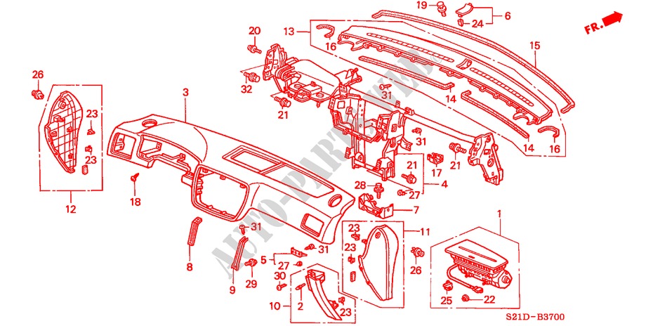 INSTRUMENT PANEL (LH) for Honda CIVIC VTI 4 Doors 4 speed automatic 2000