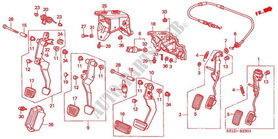 PEDAL (RH) for Honda BALLADE 150I 4 Doors 5 speed manual 2000