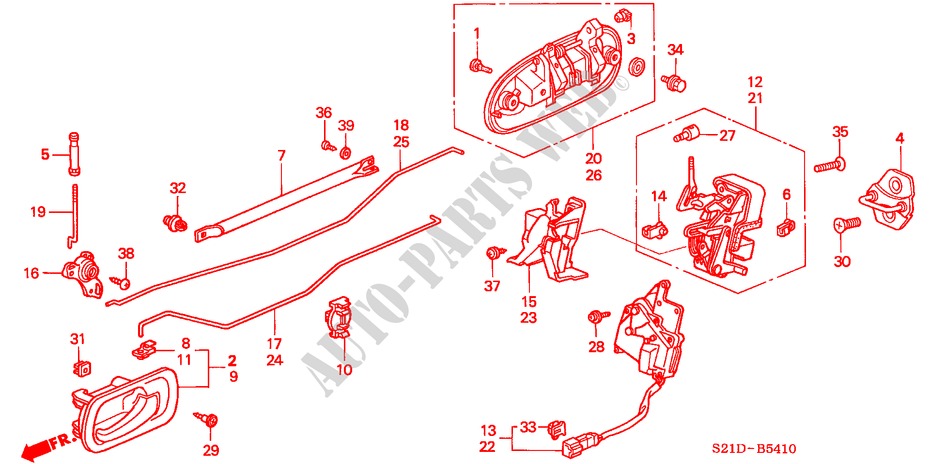 REAR DOOR LOCKS for Honda CIVIC 1.4IS 4 Doors 5 speed manual 2000