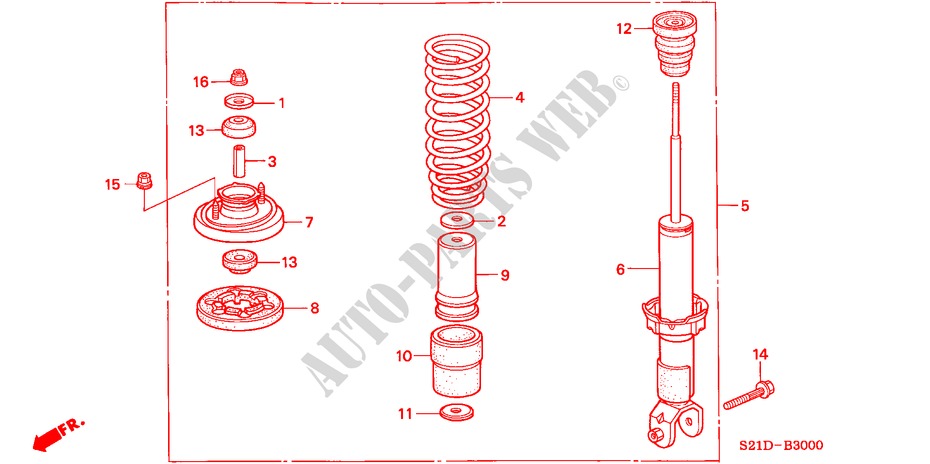 REAR SHOCK ABSORBER for Honda CIVIC VTI 4 Doors 4 speed automatic 2000