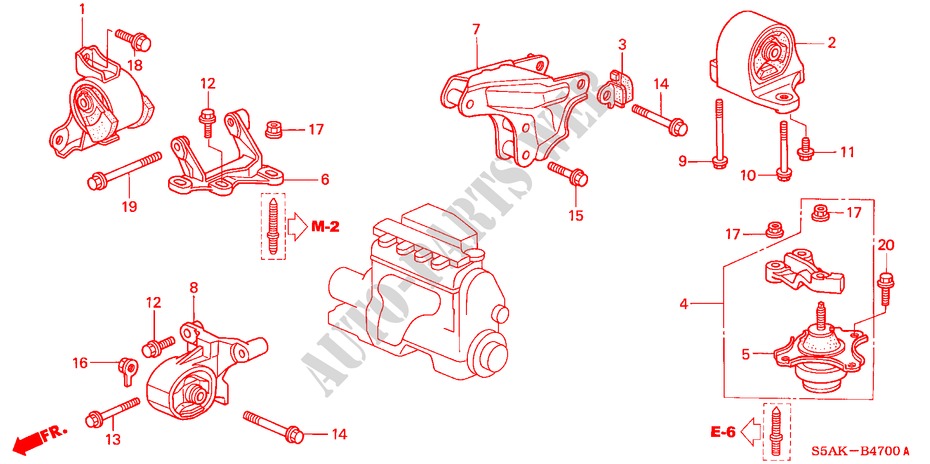 ENGINE MOUNTS (MT) for Honda CIVIC VTI 4 Doors 5 speed manual 2002
