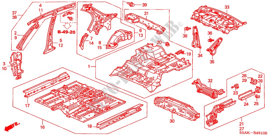 FLOOR/INNER PANELS for Honda CIVIC 1.6LS 4 Doors 5 speed manual 2003