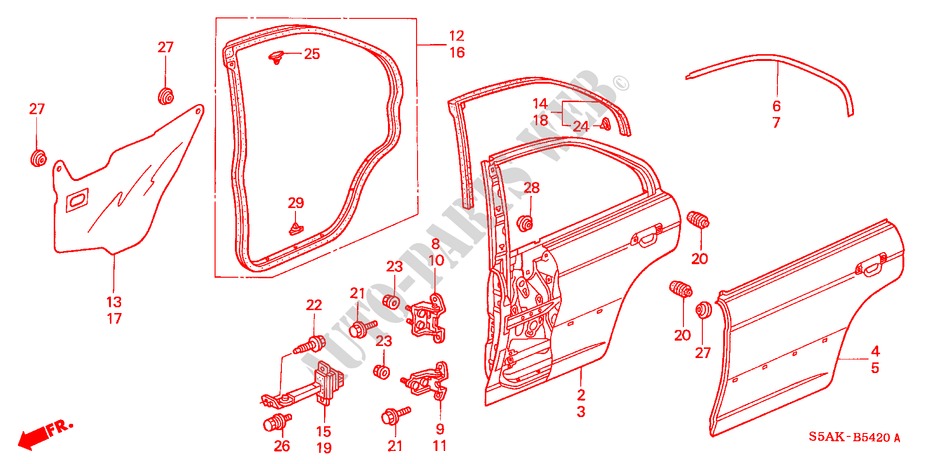 REAR DOOR PANELS for Honda CIVIC 1.6LS 4 Doors 5 speed manual 2003