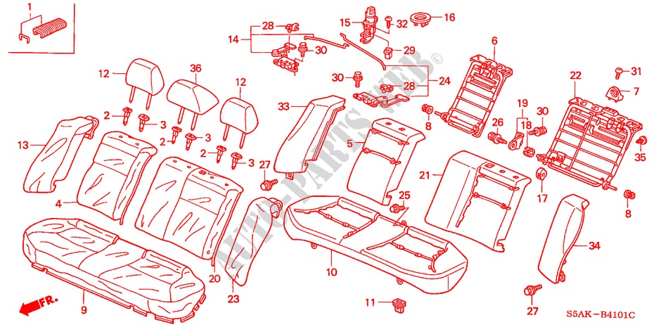 REAR SEAT (2) for Honda CIVIC 1.6LS 4 Doors 5 speed manual 2003