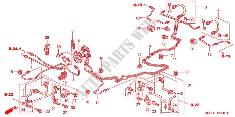 BRAKE LINES (RH) (DRUM) for Honda CITY GXI 4 Doors 5 speed manual 2004