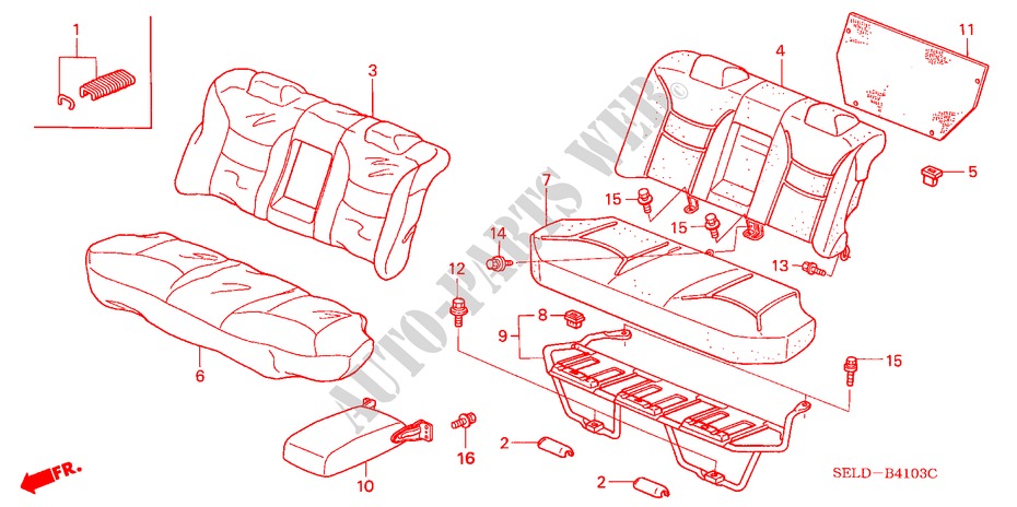 REAR SEAT (FIXED TYPE) (2) for Honda CITY GXI 4 Doors 5 speed manual 2004