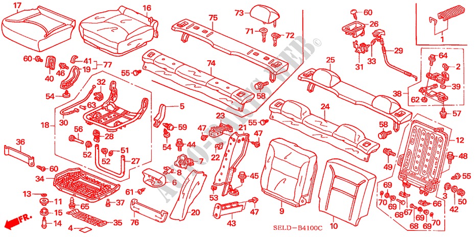 REAR SEAT (R.) (FALL DOWN TYPE) for Honda CITY EXI 4 Doors 5 speed manual 2004
