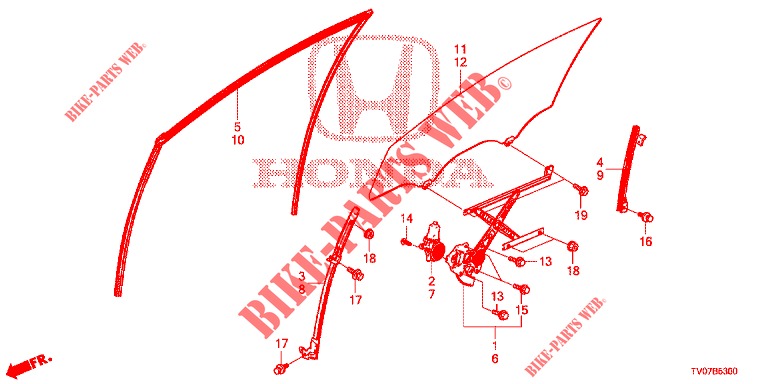 FRONT DOOR WINDOWS/REGULA TOR  for Honda CIVIC 1.4 EXECUTIVE 5 Doors 6 speed manual 2012