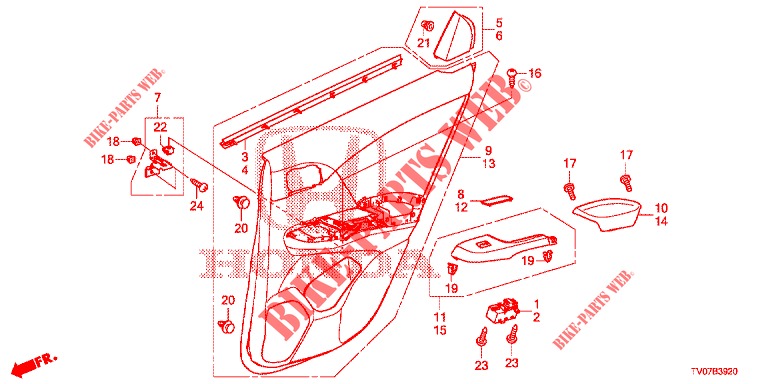REAR DOOR LINING (4D)  for Honda CIVIC 1.4 EXECUTIVE 5 Doors 6 speed manual 2012