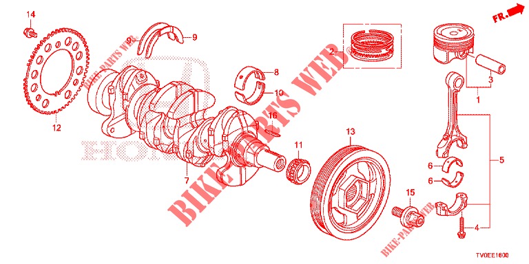 CRANKSHAFT/PISTON (1.4L) for Honda CIVIC 1.4 EXECUTIVE TUNER LESS 5 Doors 6 speed manual 2014