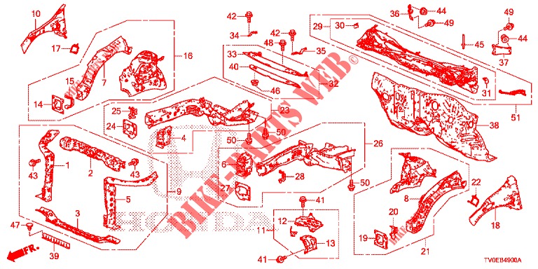 FRONT BULKHEAD/DASHBOARD  for Honda CIVIC 1.4 EXECUTIVE TUNER LESS 5 Doors 6 speed manual 2014
