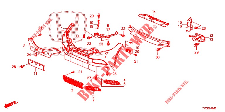 FRONT BUMPER  for Honda CIVIC 1.4 EXECUTIVE TUNER LESS 5 Doors 6 speed manual 2014