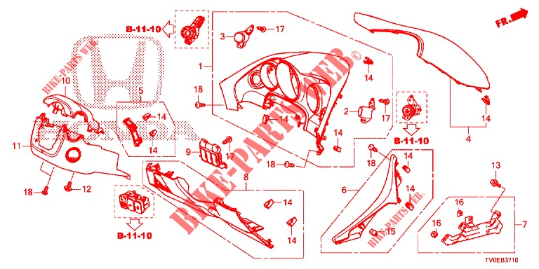 INSTRUMENT GARNISH (COTE DE CONDUCTEUR) (LH) for Honda CIVIC 1.4 EXECUTIVE TUNER LESS 5 Doors 6 speed manual 2014