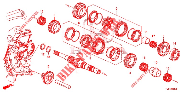 MAINSHAFT  for Honda CIVIC 1.4 EXECUTIVE TUNER LESS 5 Doors 6 speed manual 2014