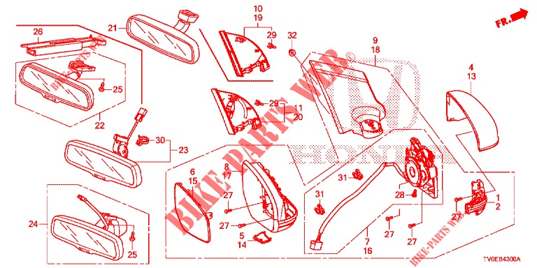 MIRROR/SUNVISOR  for Honda CIVIC 1.4 EXECUTIVE TUNER LESS 5 Doors 6 speed manual 2014