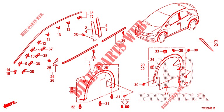 MOLDING/PROTECTOR  for Honda CIVIC 1.4 EXECUTIVE TUNER LESS 5 Doors 6 speed manual 2014